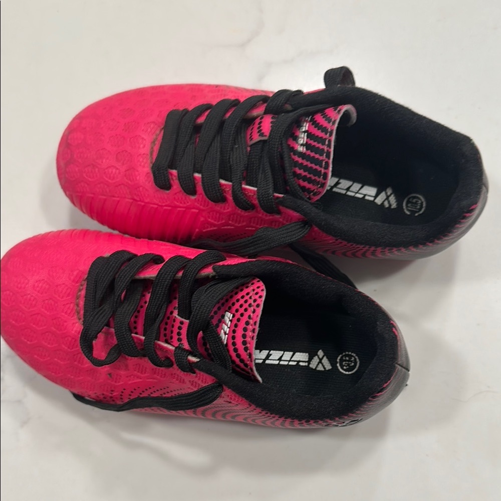 Pink and Black Soccer Cleats